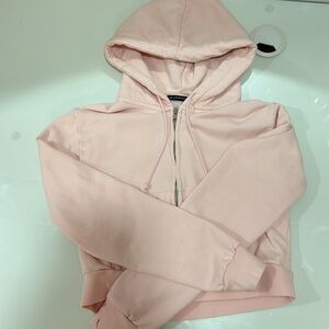 Brandy Melville one size, light pink cropped zip up.